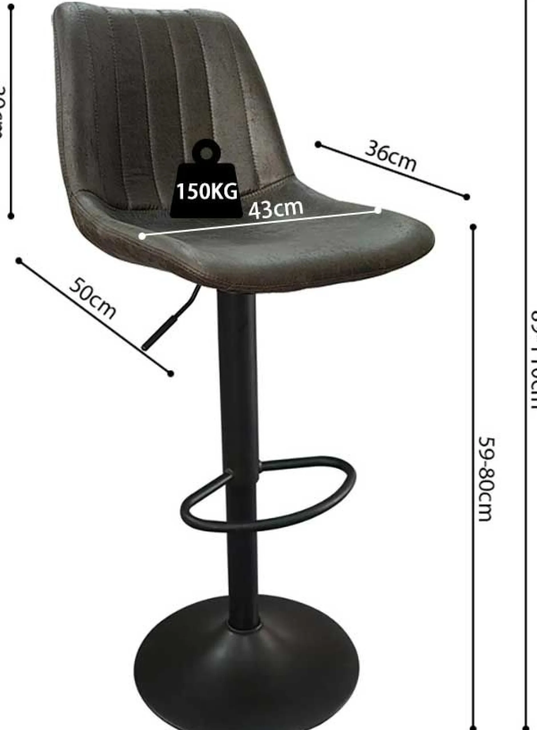 Barhocker mit Streifenmuster Madeira dunkelbraun