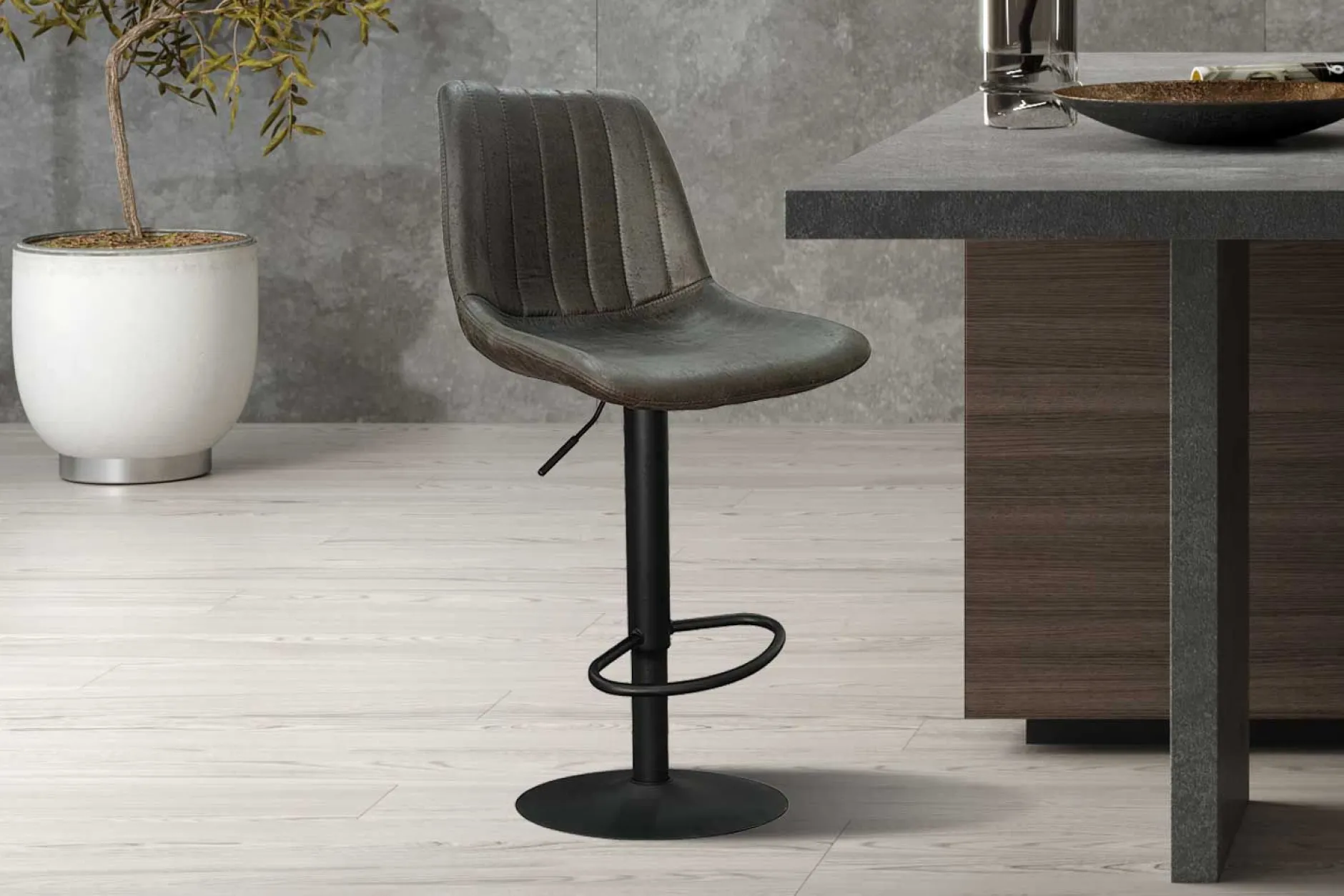 Barhocker mit Streifenmuster Madeira dunkelbraun