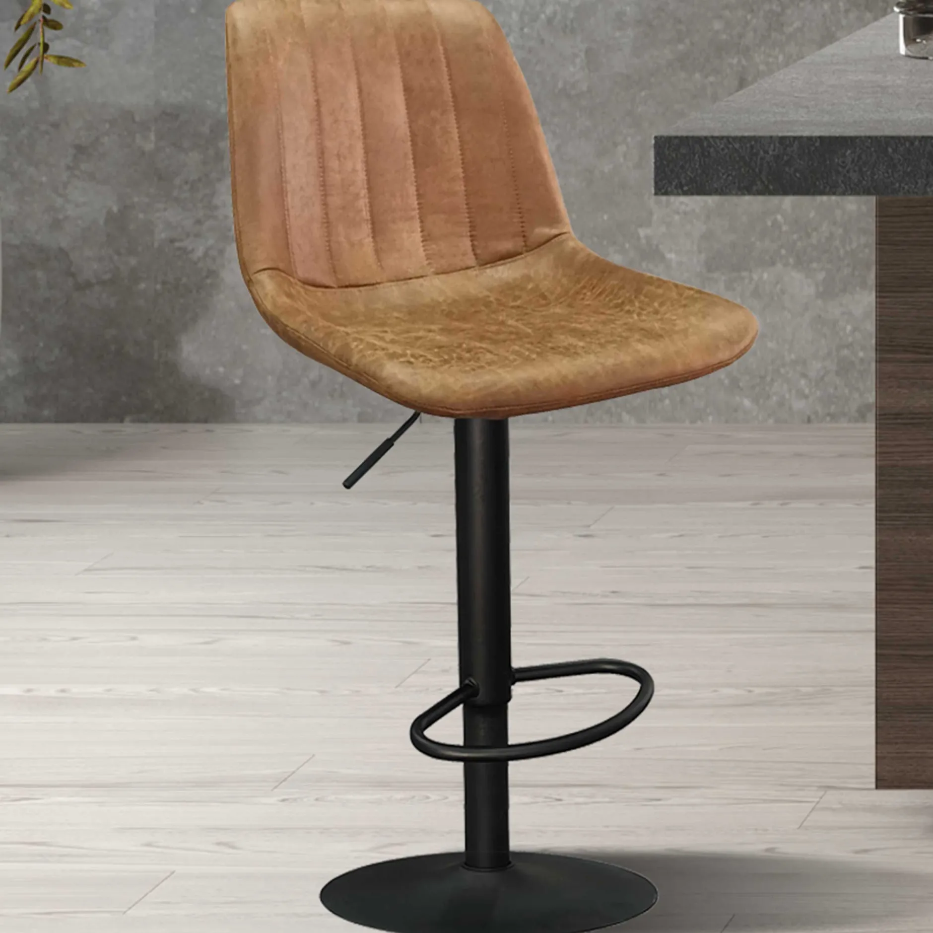 Barhocker mit Streifenmuster Madeira-Cognac