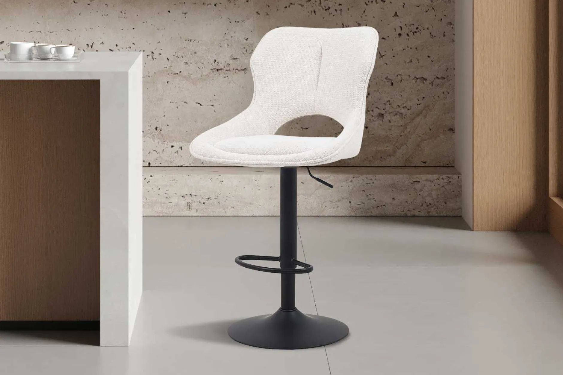 Barhocker Morris - 51x53x100-121cm - verstellbar - beige Stoff