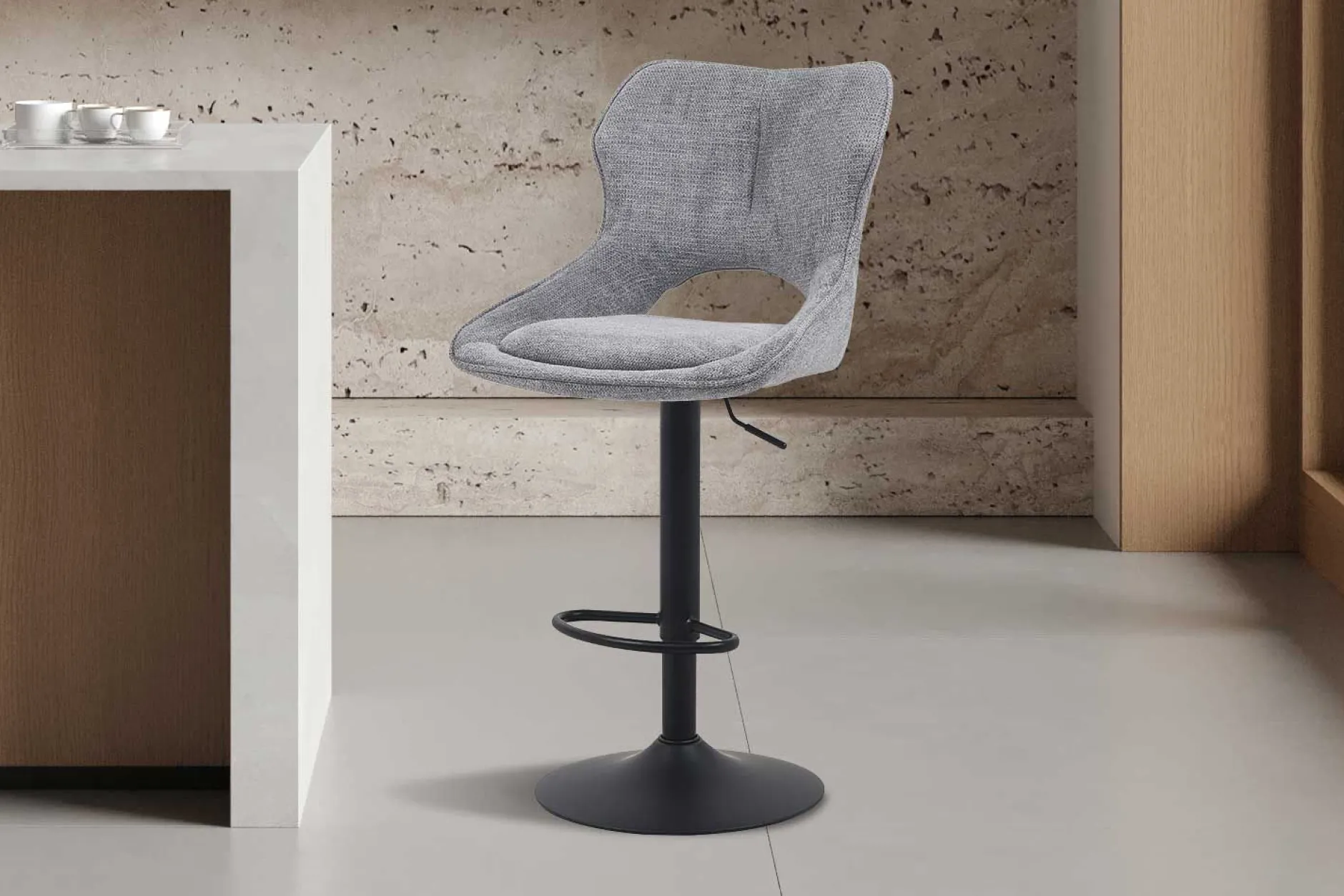 Barhocker Morris - 51x53x100-121cm - verstellbar - dunkelgrauer Stoff