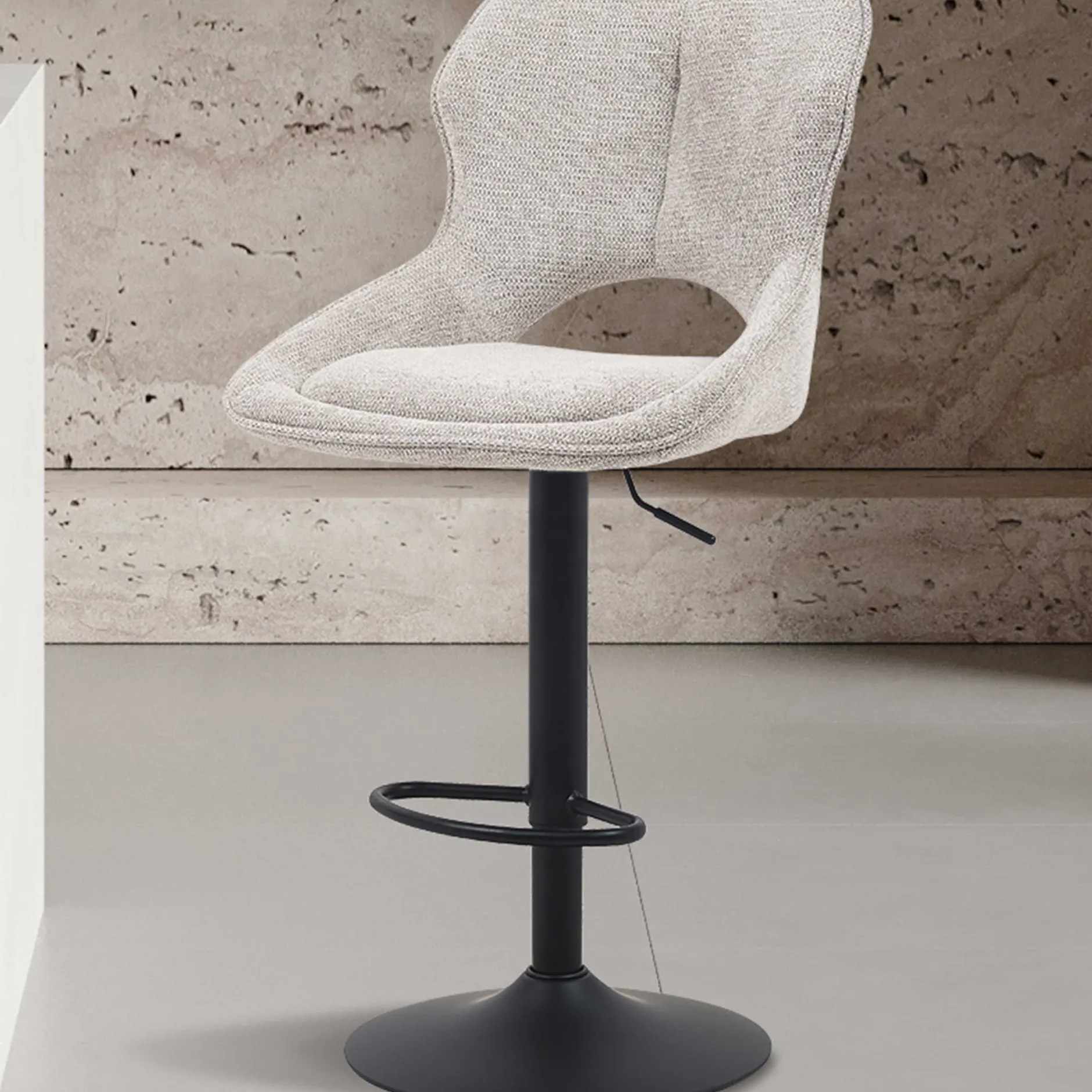 Barhocker Morris - 51x53x100-121cm - verstellbar - hellgrauer Stoff