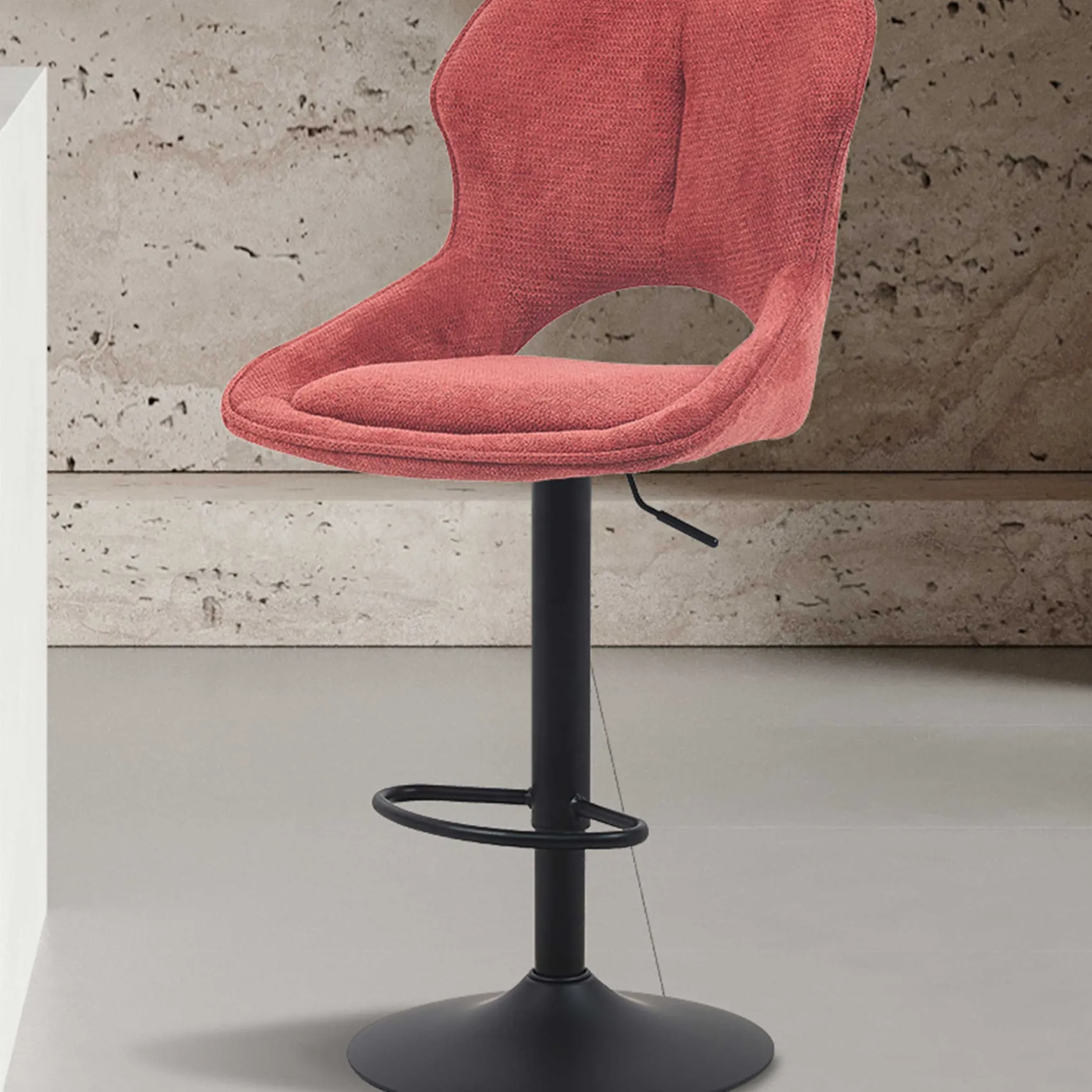 Barhocker Morris - 51x53x100-121cm - verstellbar - roter Stoff