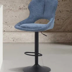 Barhocker Morris - 51x53x100-121cm - verstellbar - blauer Stoff