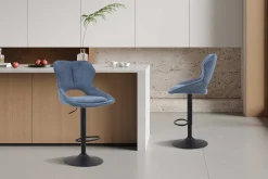 Barhocker Morris - 51x53x100-121cm - verstellbar - blauer Stoff