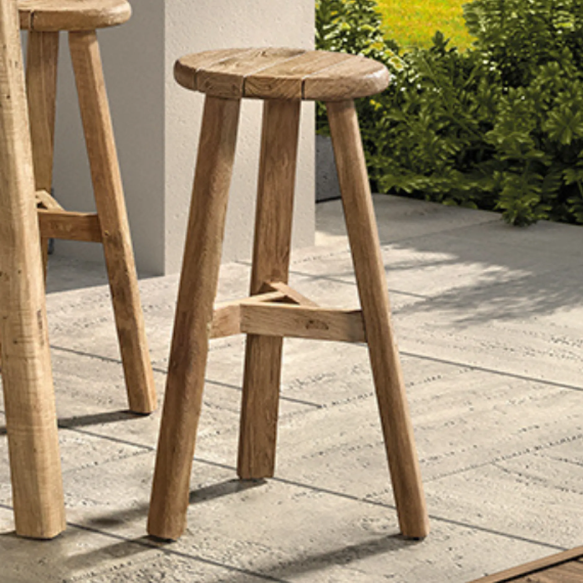 Barhocker Ribero gescova – recyceltes Teakholz – Ø35x75cm – Braun