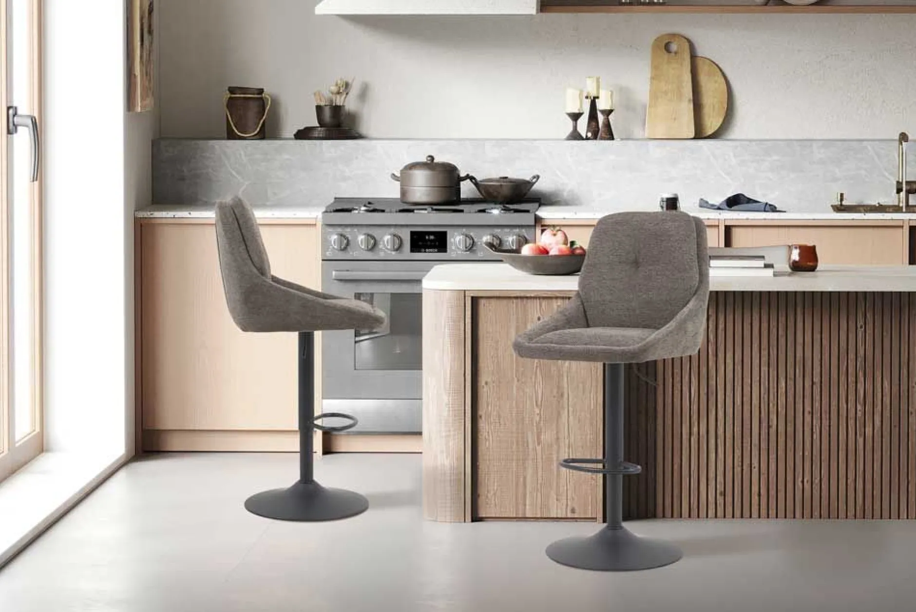 Barhocker Sabine - 50x60x100-121cm - verstellbar - drehbar - grau
