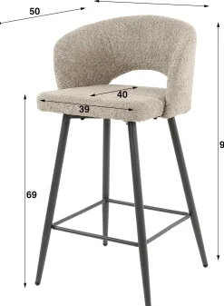 Barhocker Sieglinde-sandfarbener Bouclé
