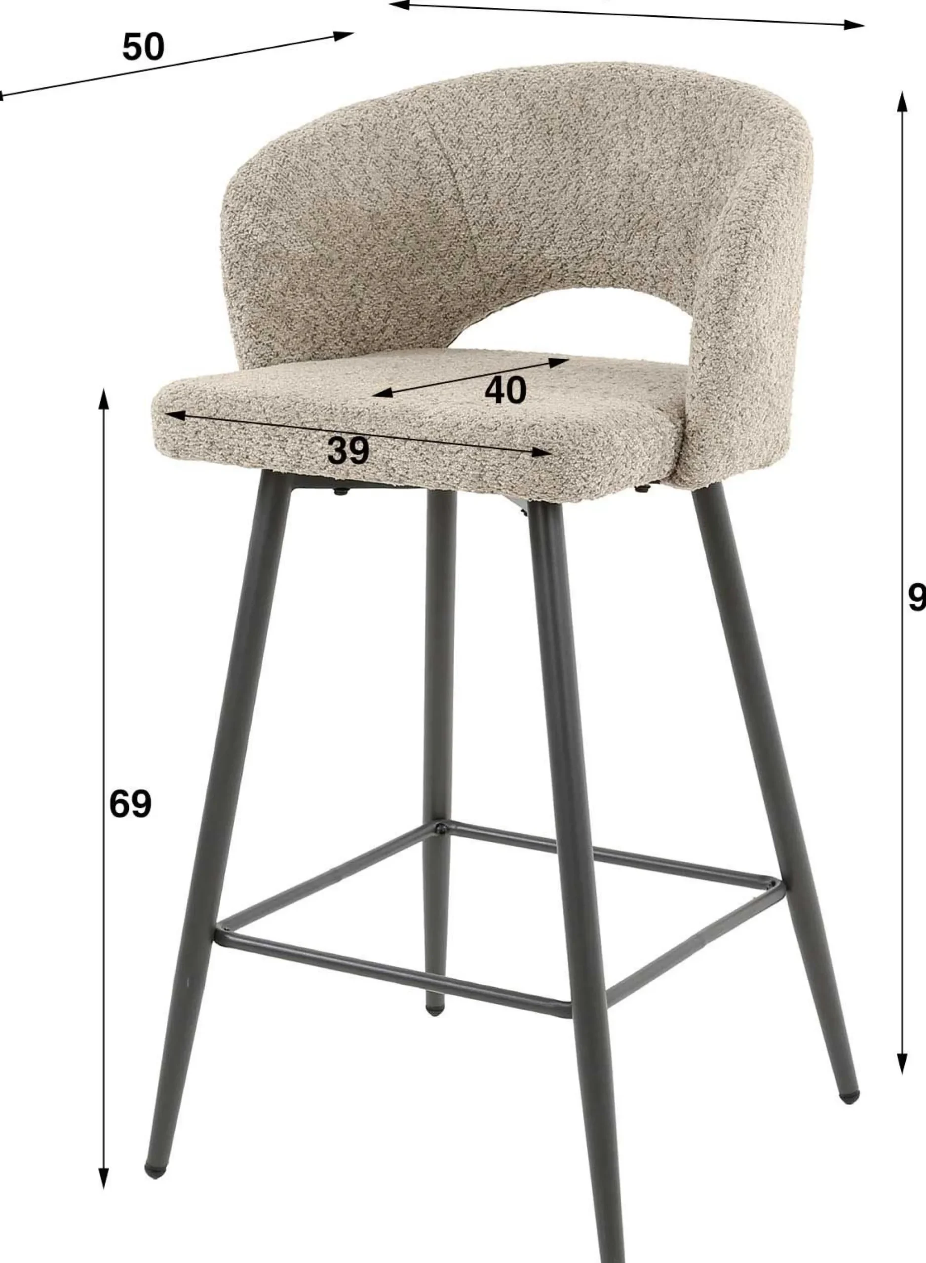 Barhocker Sieglinde-sandfarbener Bouclé