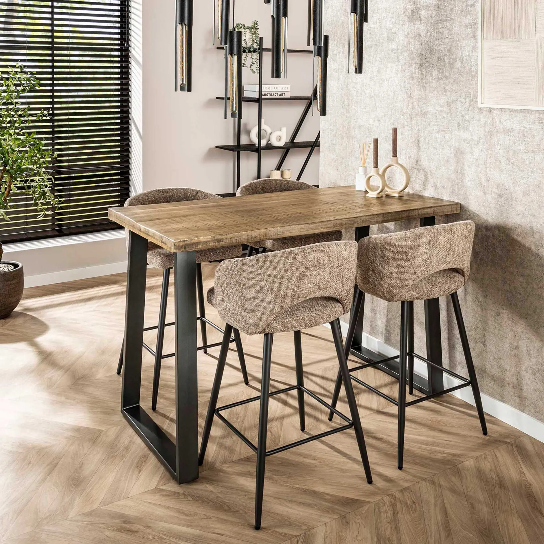 Barhocker Sieglinde - 51x50x94cm - beige bouclé