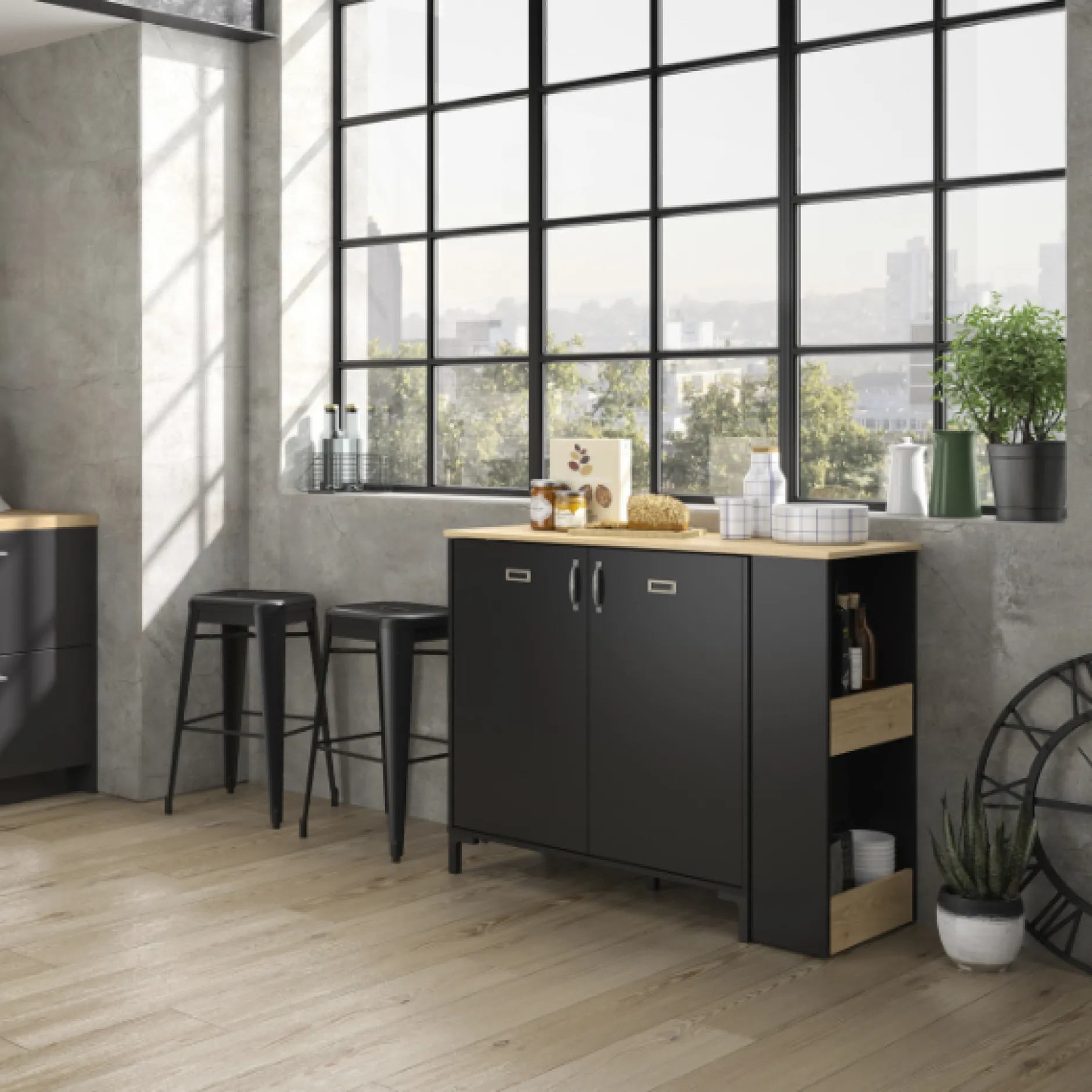Barschrank Manchester | 60 x 60 x 40 cm | Helvezia Oak Design
