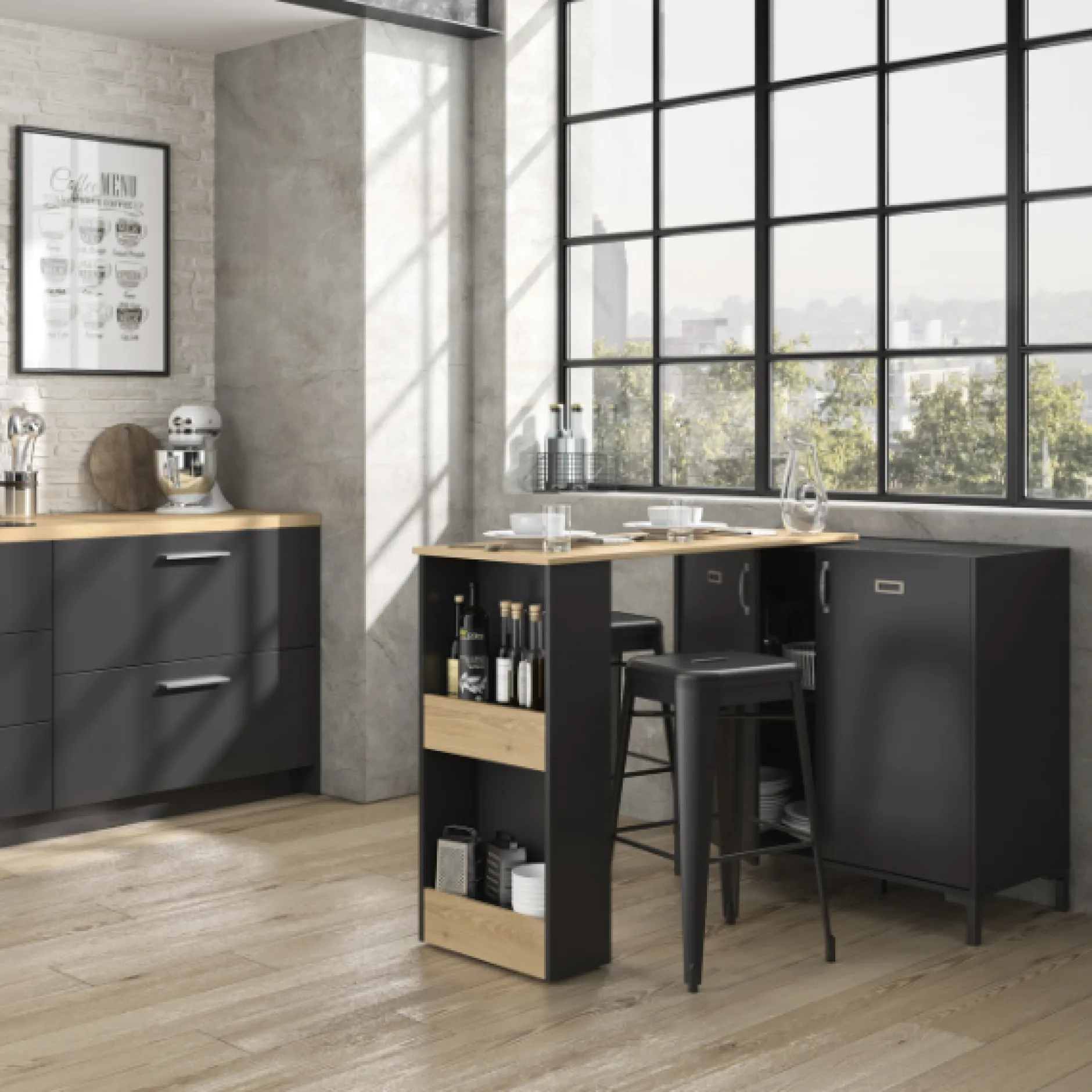 Barschrank Manchester | 60 x 60 x 40 cm | Helvezia Oak Design