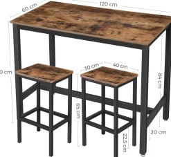 Bar-Set Isolde 120x60 Industrie - braun/schwarz