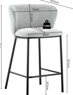Barstuhl Arthur | 53 x 50,5 x 88,5 cm | Hellgrau