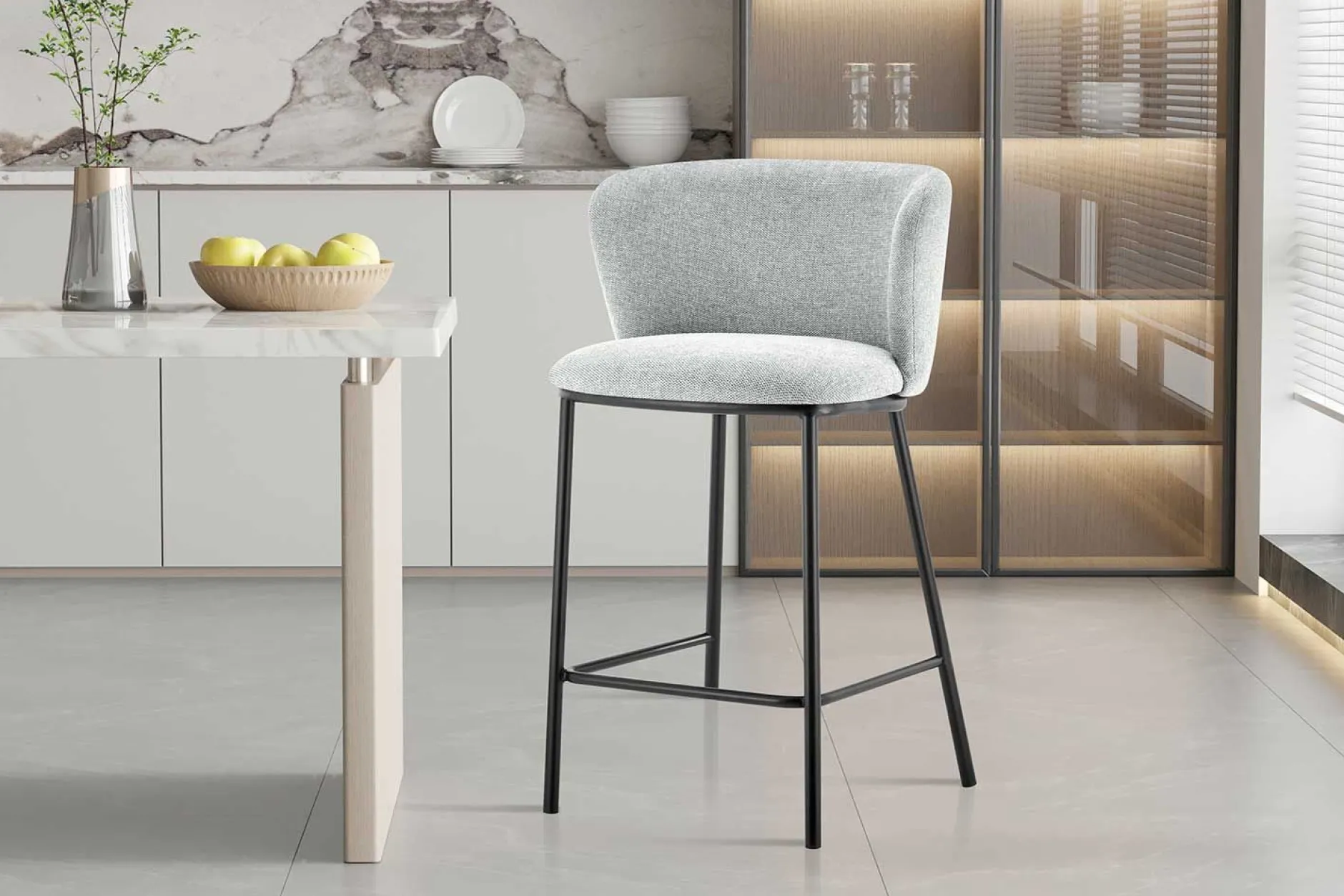 Barstuhl Arthur | 53 x 50,5 x 88,5 cm | Hellgrau