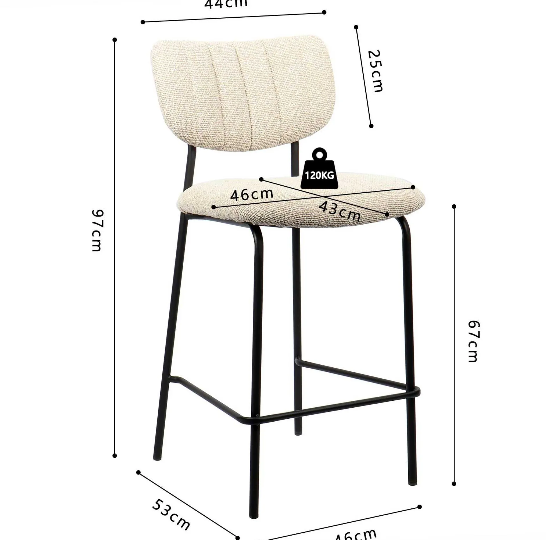 Barstuhl Georgi | 46 x 53 x 97 cm | Beige