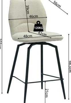 Barstuhl Lara | 48 x 56 x 103 cm | Ecru Design