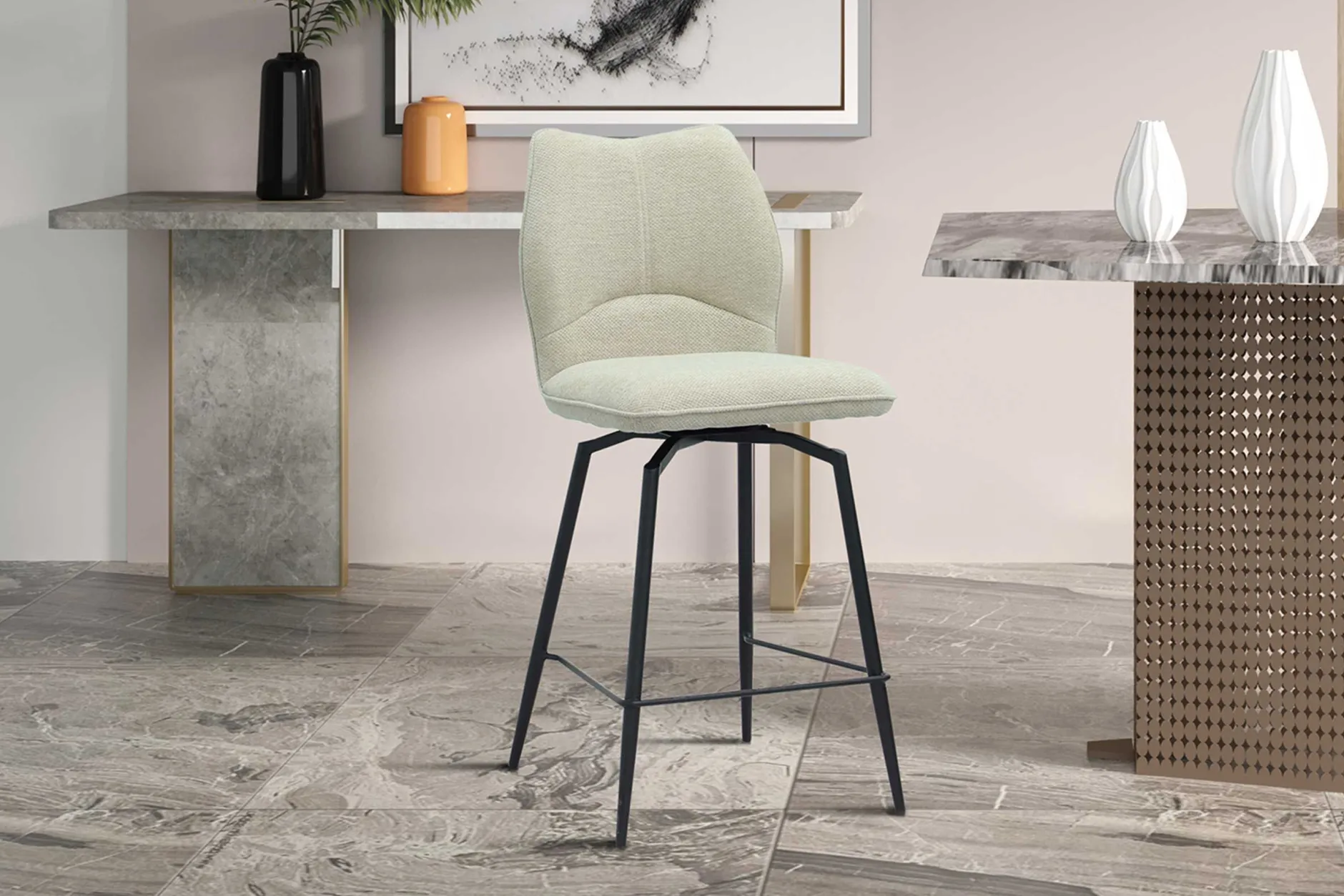 Barstuhl Lara | 48 x 56 x 103 cm | Ecru Design