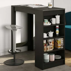 Bartable Aravis 115x50 mit Stauraum - Schwarz/Beton