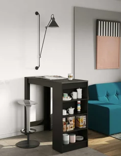 Bartable Aravis 115x50 mit Stauraum - Schwarz/Beton