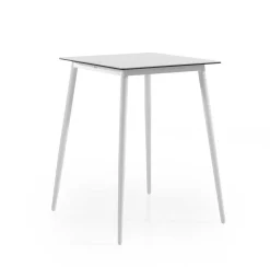 Bartisch Luca Gescova - Aluminium Weiß - 80x80 cm - Hellgraue Keramikplatte