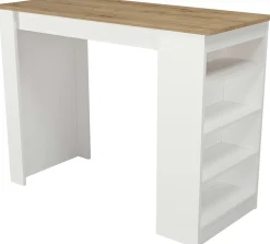 Bartisch Monaco - 120x52x102cm - mit Ablage - weiß/Eiche Dekor