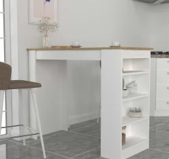 Bartisch Monaco - 120x52x102cm - mit Ablage - weiß/Eiche Dekor