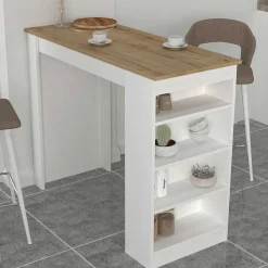 Bartisch Monaco - 120x52x102cm - mit Ablage - weiß/Eiche Dekor