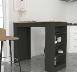 Bartisch Monaco - 120x52x102cm - mit Stauraum - Anthrazit/Eiche Dekor