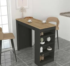 Bartisch Monaco - 120x52x102cm - mit Stauraum - Anthrazit/Eiche Dekor