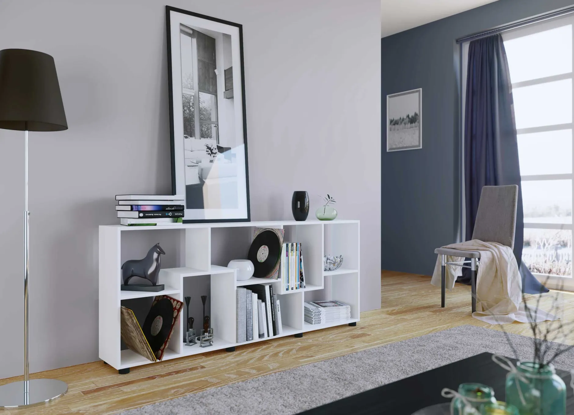 Bücherregal Azira 164 cm 8 offene Fächer-weiß