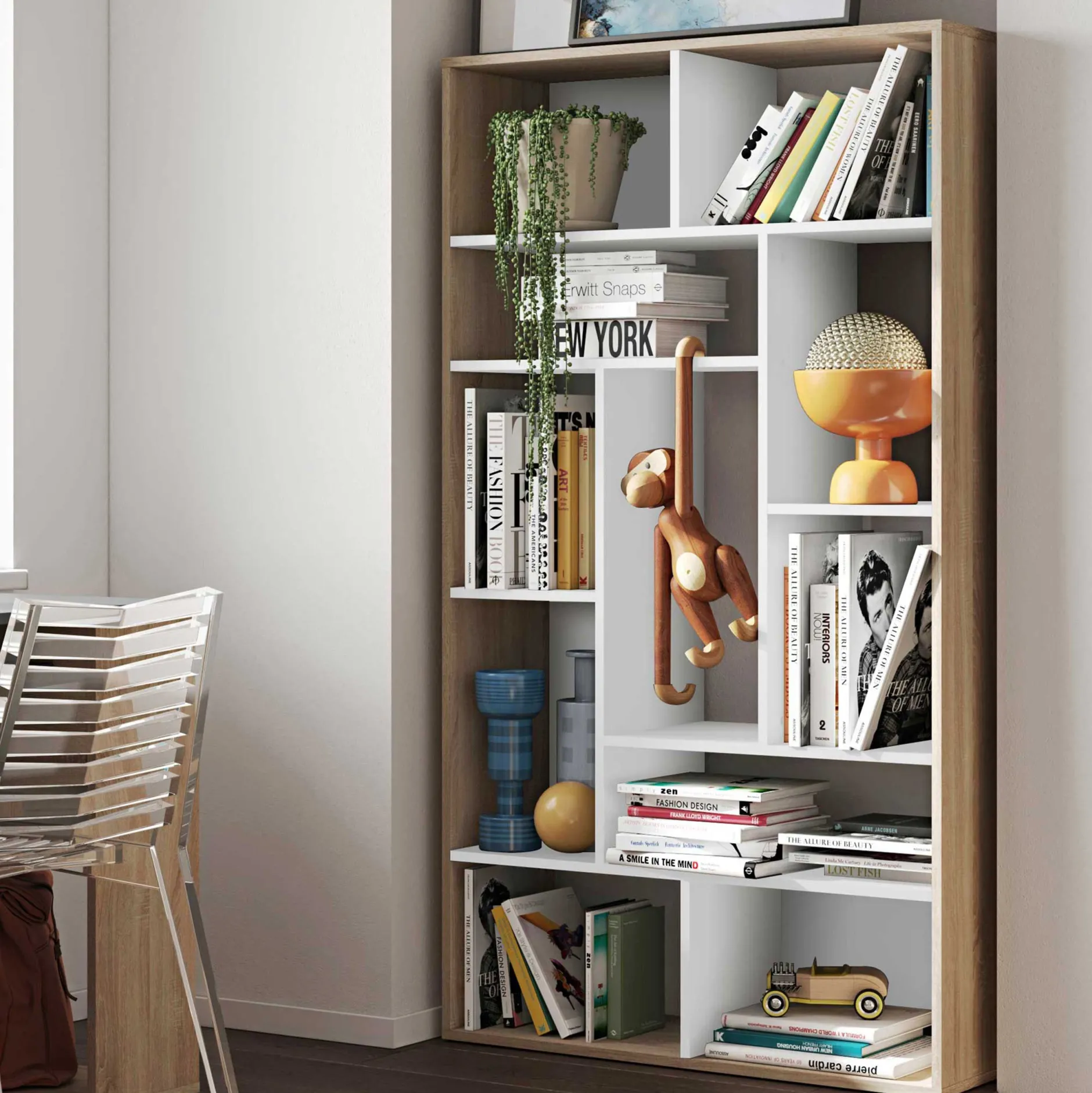Bücherregal Bangkok - Eiche/Weiß