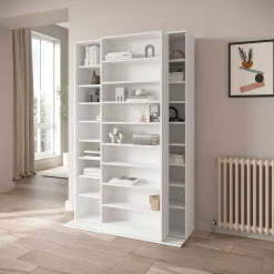 Bücherregal Bento - 117x44x179cm - mit Schiebeelement - weiß