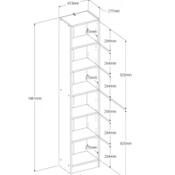 Bücherregal Hobby Länge 41 cm-5 Fachböden-schwarz