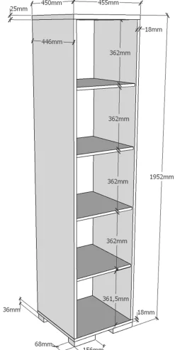 Bücherregal London 45cm - anthrazit