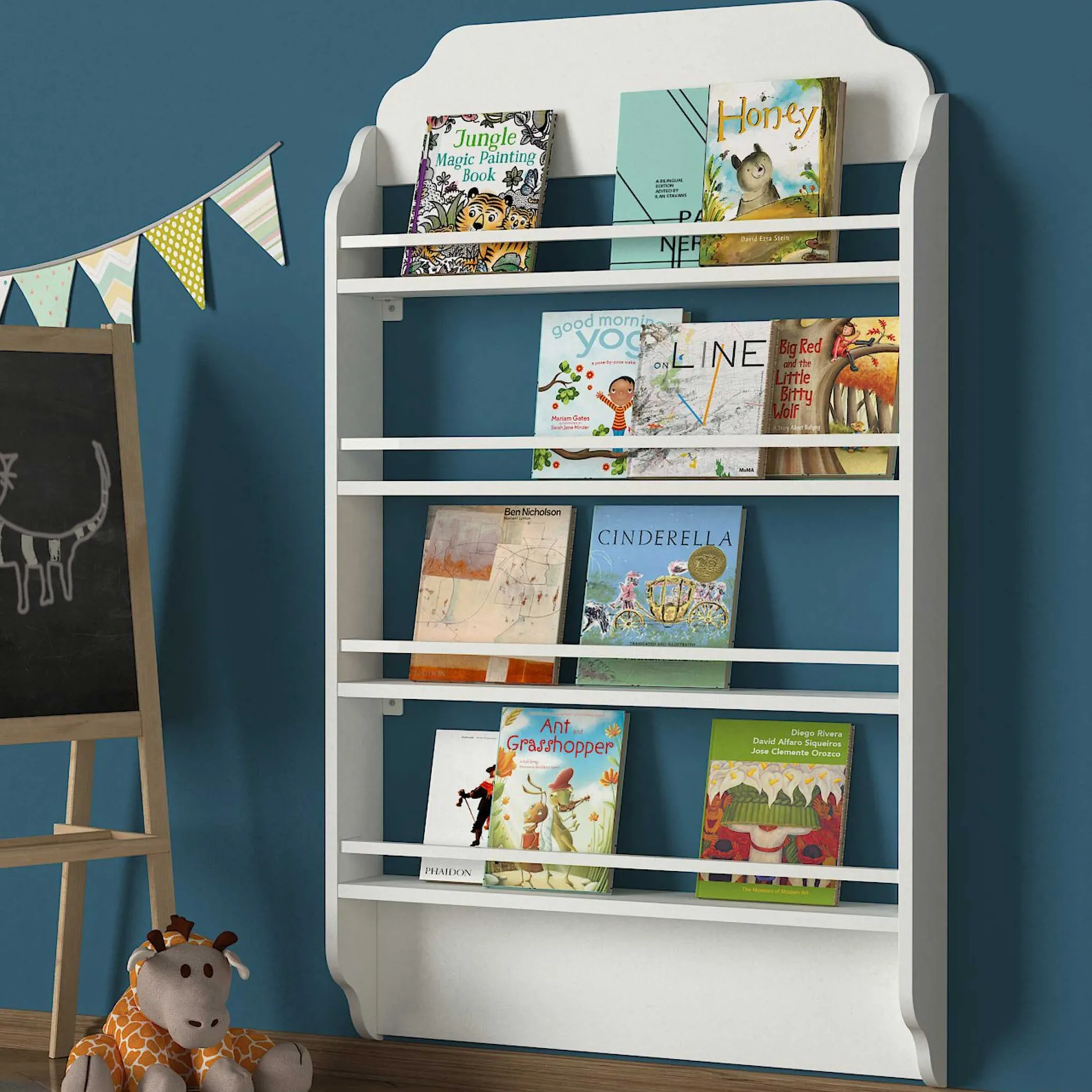 Bücherregal Montessori - 80x12x132cm - weiß