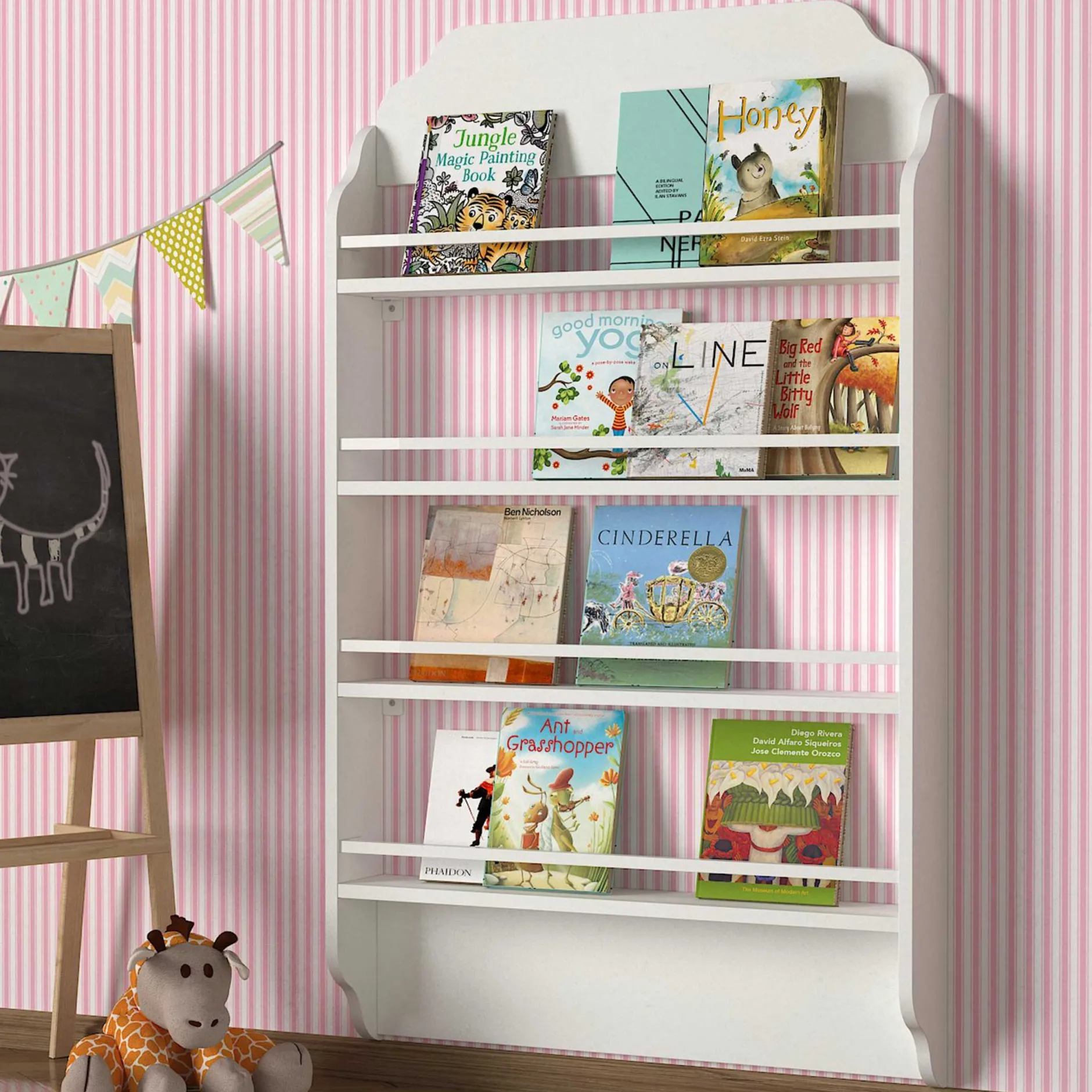 Bücherregal Montessori - 80x12x132cm - weiß