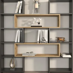 Bücherregal Poyraz - 100% MELAMINE - Schwarz - 163,5 x 150 x 22 cm