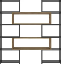 Bücherregal Poyraz - 100% MELAMINE - Schwarz - 163,5 x 150 x 22 cm