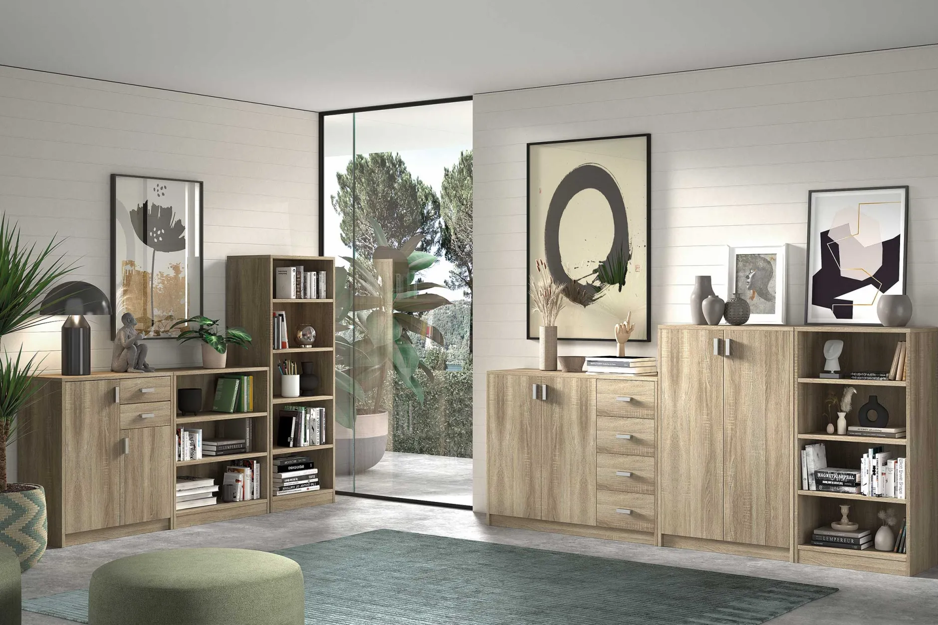 Bücherregal Stacy 72 cm 2 Fachböden-sonoma Eiche