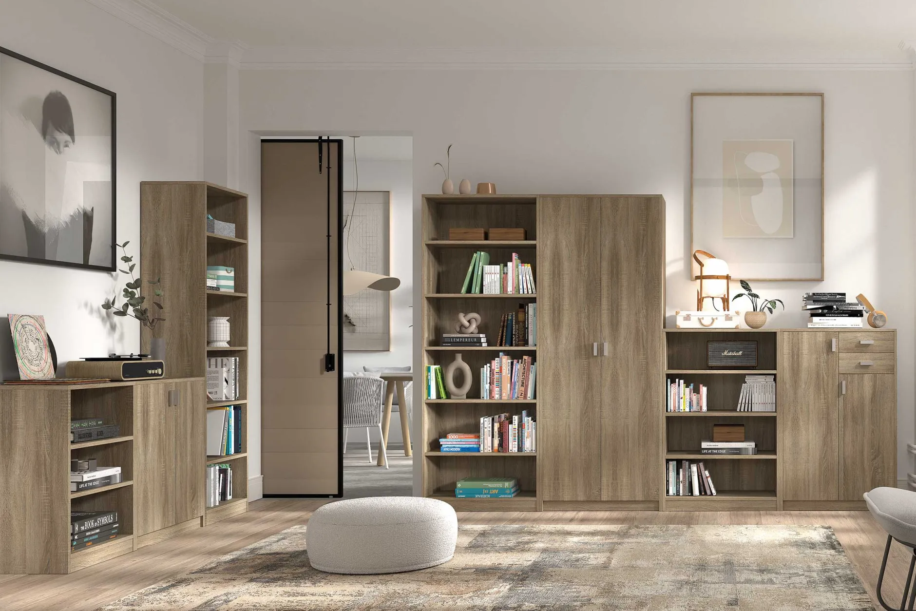 Bücherregal Stacy 72 cm 5 Fachböden-sonoma Eiche