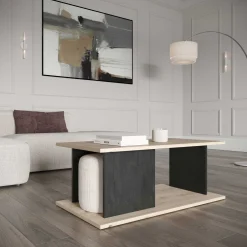 Beatrice Couchtisch - 91x50x36cm - Eiche Dekor/Betonoptik