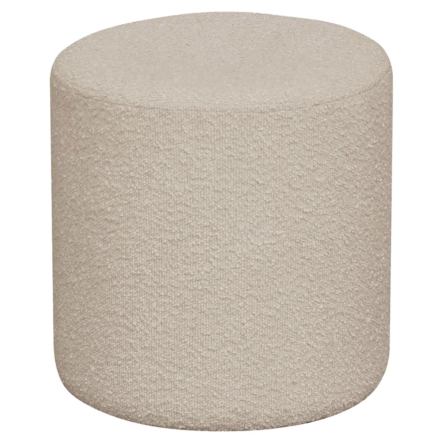Beige Bouclé Pouf: Ø34x36 cm