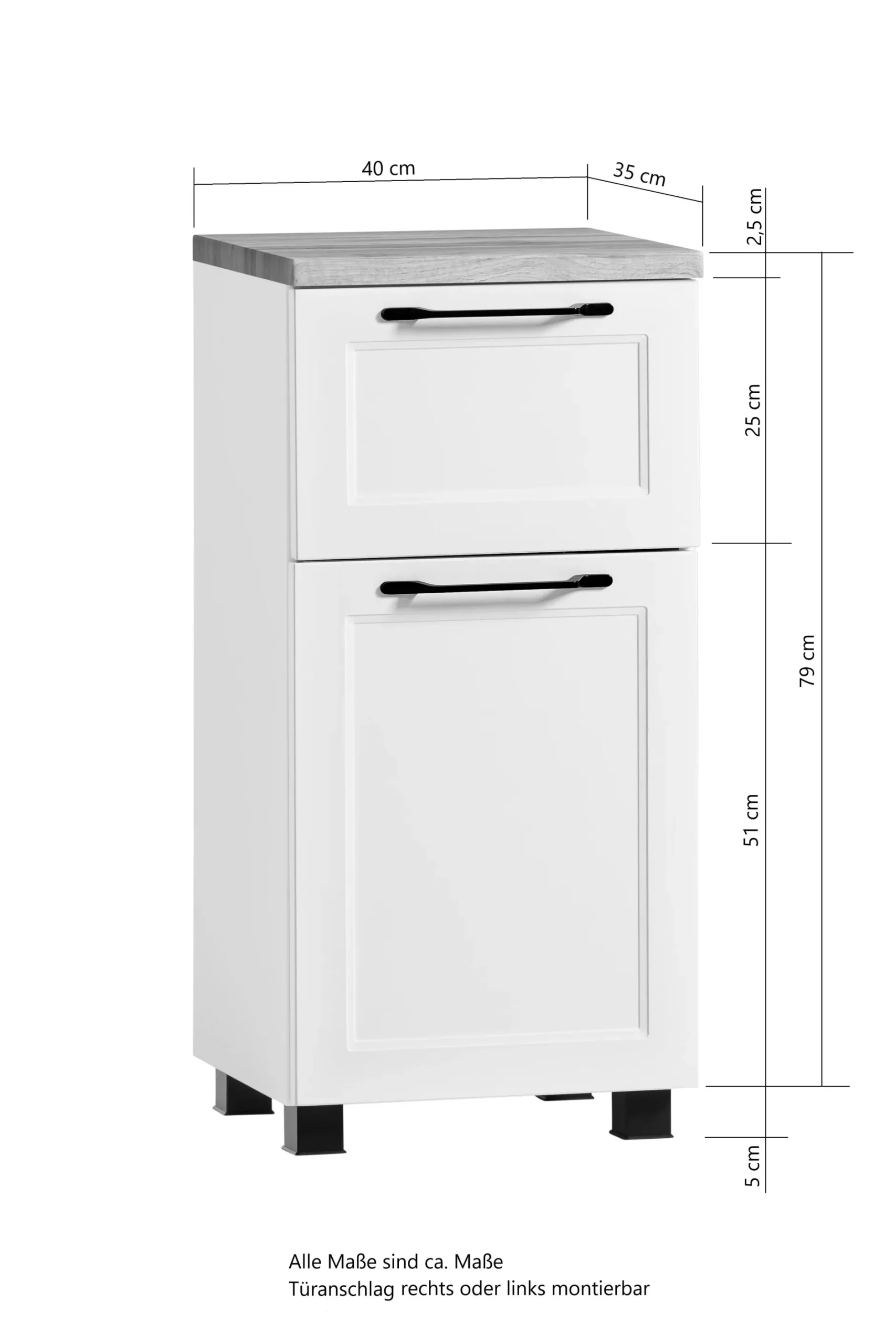 Beistellschrank Meran | 40 x 35 x 79 cm | Grau