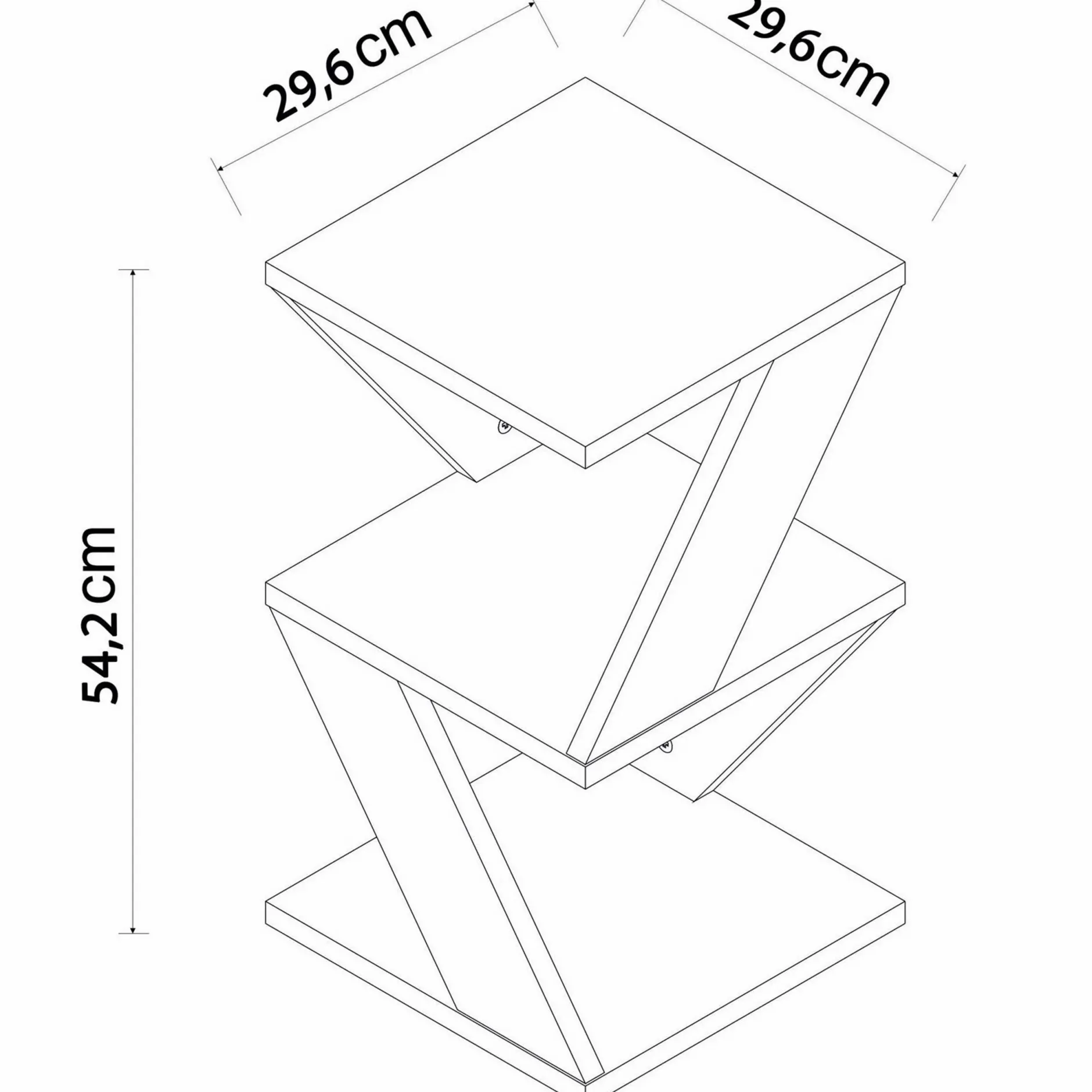 Beistelltisch Albeni - 100% MELAMINE - Travertin - 29,6 x 54,2 x 29,6 cm