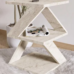 Beistelltisch Albeni - 100% MELAMINE - Travertin - 29,6 x 54,2 x 29,6 cm