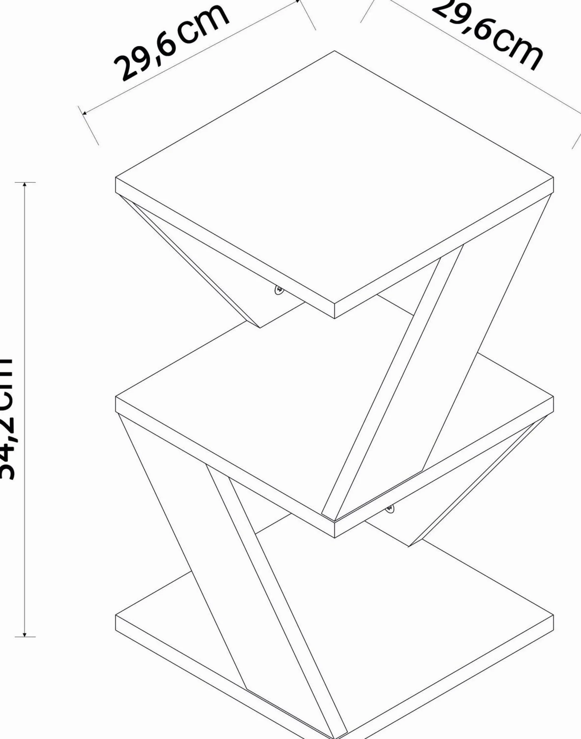 Beistelltisch Albeni - 100% MELAMINE - Atlantische Kiefer - 29,6 x 54,2 x 29,6 cm