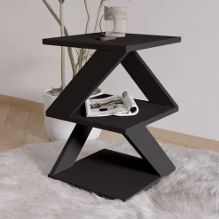Beistelltisch Albeni - 100% MELAMINE - Schwarz - 29,6 x 54,2 x 29,6 cm