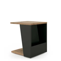 Beistelltisch Albi 40x40cm - Walnuss/schwarz