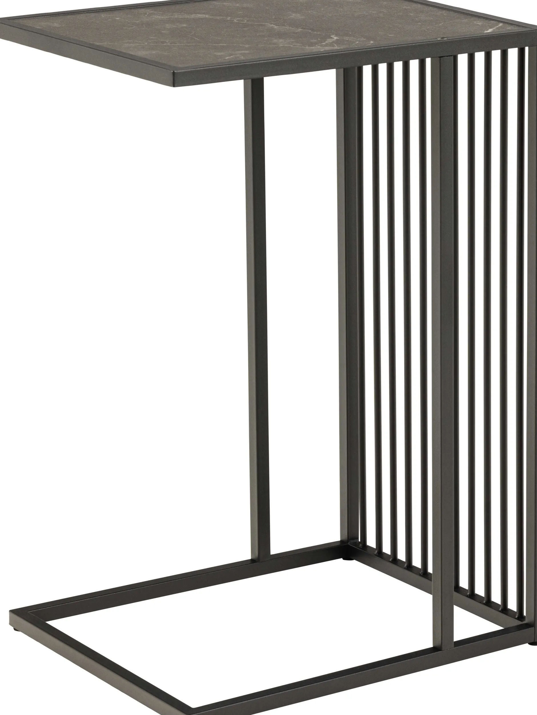 Beistelltisch aus schwarzem Marmor, Drahtgestell, 35x43x63 cm
